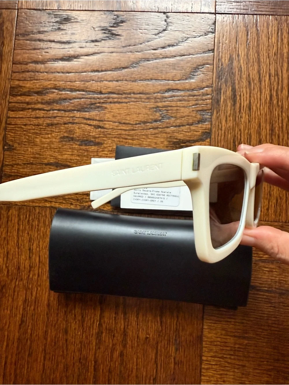 Saint Laurent Ivory Rectangular Sunglasses